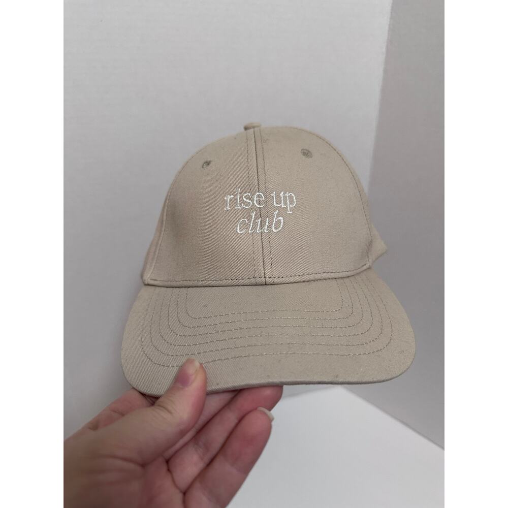 🌟 Rise up club tan brown cream baseball cap with adjustable strap‎